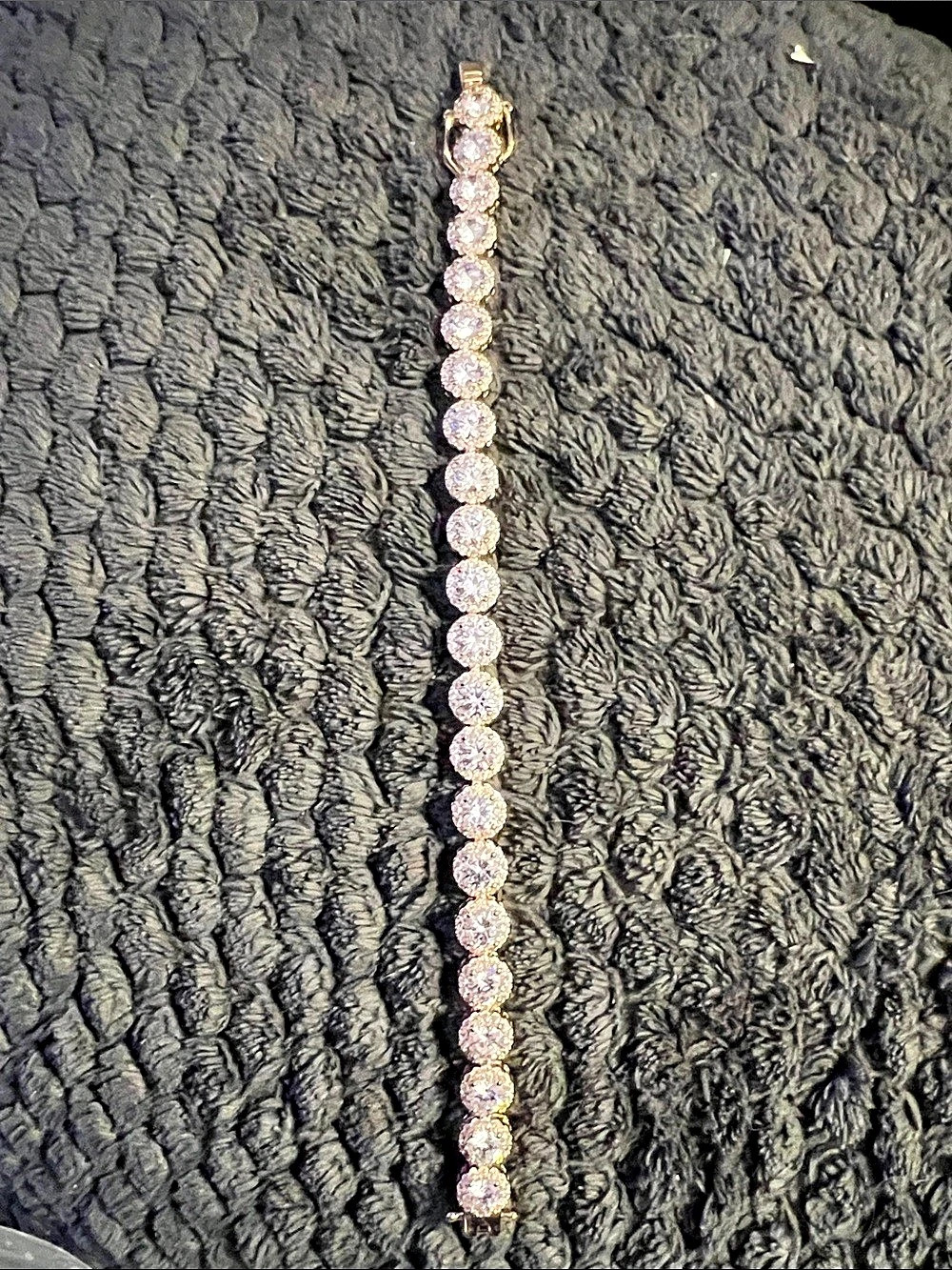 Pandora Sparkling Halo Tennis Bracelet Crystal Tennis Bracelet Gold Like New